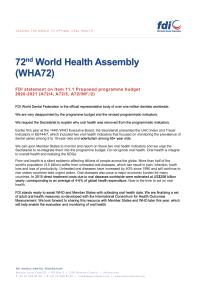 WHA72 - Proposed programme budget 2020-2021