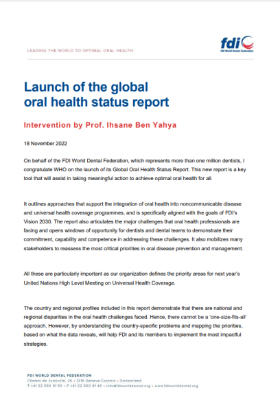 WHO global oral health status report
